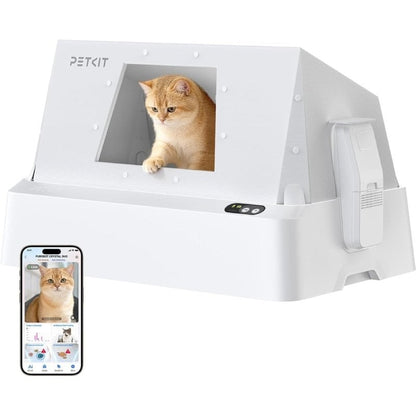 Arenero para Gatos Autolimpiable PetKit PuroBot Crystal Duo con Cubierta/ Control desde APP/ Blanco