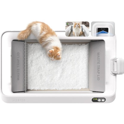 Arenero para Gatos Autolimpiable PetKit PuroBot Crystal Duo con Cubierta/ Control desde APP/ Blanco