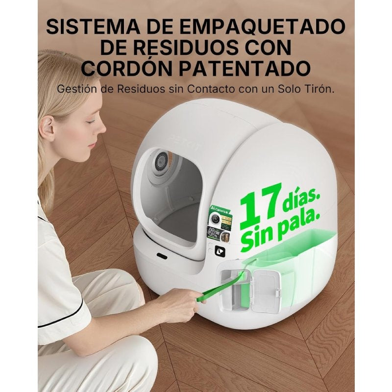 Arenero para Gatos Autolimpiable PetKit PuroBot Max Pro 2/ 76L/Control desde APP/ Blanco
