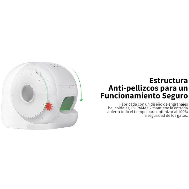 Arenero para Gatos Autolimpiable PetKit PURA MAX 2/ 76L/ Control desde APP/ Blanco Mate