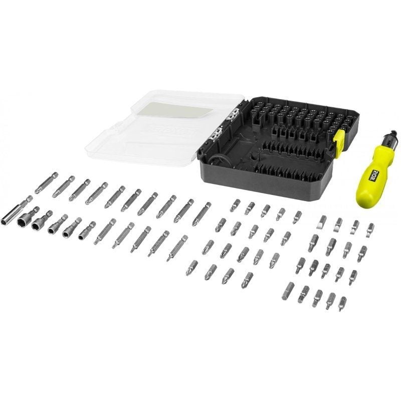 Estojo de 59 Pontas para Aparafusar Ryobi RAK59SD / Inclui Chave de Parafusos