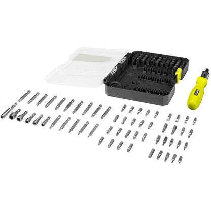 Estojo de 59 Pontas para Aparafusar Ryobi RAK59SD / Inclui Chave de Parafusos