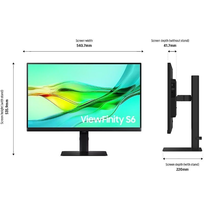 Monitor Profissional Samsung ViewFinity S6 S60UD S24D600UAU 24"/ QHD/ Altura Ajustável/ Preto