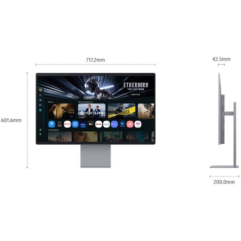 Smart Monitor Gaming Samsung M9 M90SF S32FM900SU 32"/ 4K/ 0.03ms/ 165Hz/ QD-OLED/ Multimedia/ Regulable en altura/ Smart TV/ Plata