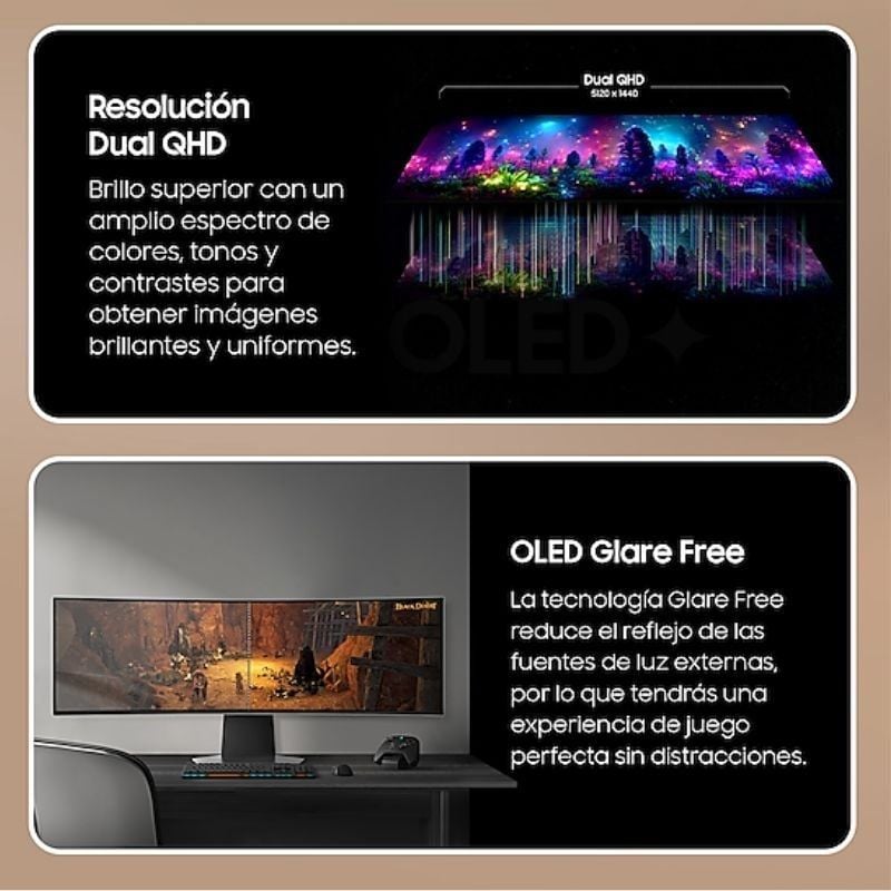 Smart Monitor Gaming Ultrapanorámico Curvo Samsung Odyssey OLED G9 S49DG950SU 49"/ Dual QHD/ 0.03ms/ 240Hz/ OLED/ Multimedia/Regulable en altura/Plata