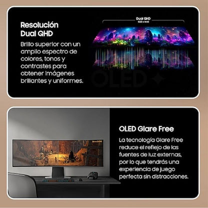 Smart Monitor Gaming Ultrapanorámico Curvo Samsung Odyssey OLED G9 S49DG950SU 49"/ Dual QHD/ 0.03ms/ 240Hz/ OLED/ Multimedia/Regulable en altura/Plata