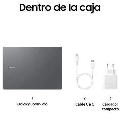 Portátil Samsung Galaxy Book5 Pro Intel Core Ultra 7-256V/ 16GB/ 512GB SSD/ 14" Tactil/ Win11 Pro