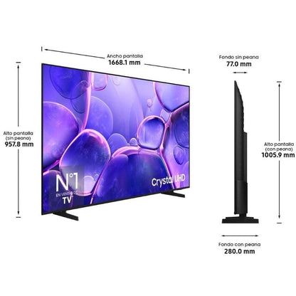 Televisor Samsung LED Crystal UHD TU75U8075FU 75"/ Ultra HD 4K/ Smart TV/ WiFi