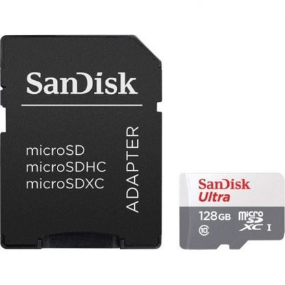 Cartão de Memória SanDisk Ultra 128GB microSD XC com Adaptador/ Classe 10/ 80MB/s
