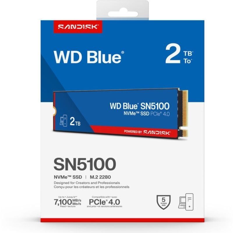 Disco SSD SanDisk WD Blue SN5100 2TB/ M.2 2280 PCIe Gen4/ Capacidade Total