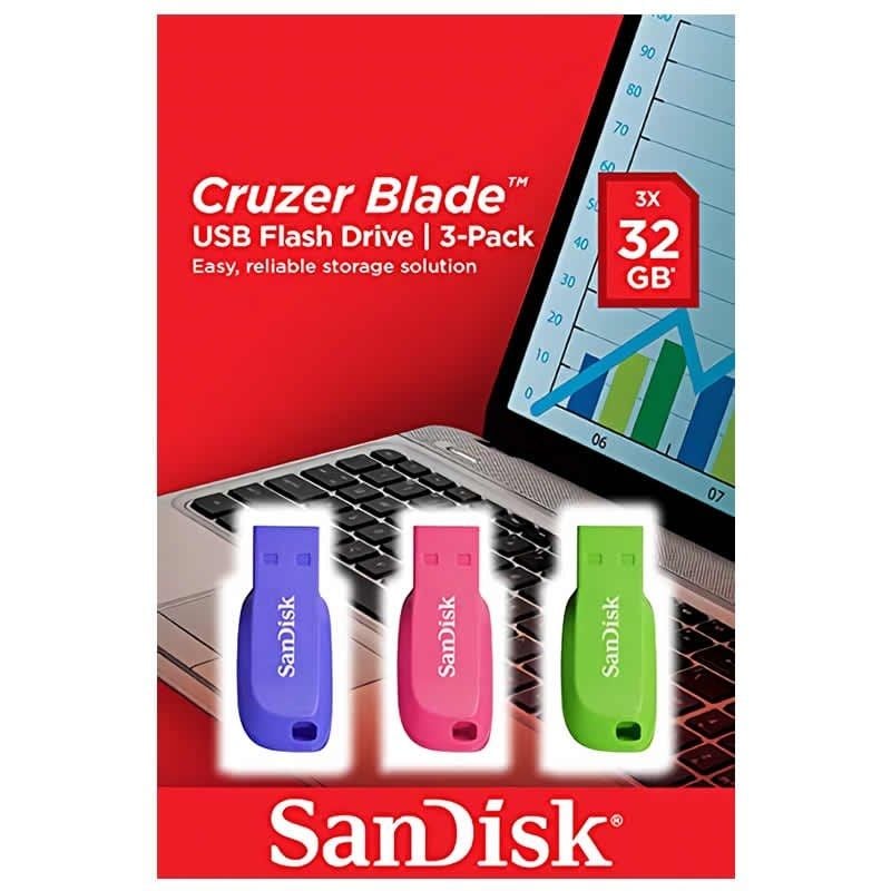 Pen drives 32GB SanDisk Cruzer Blade/ USB 2.0/ Pack 3