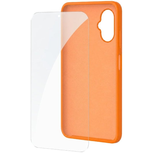 Capa de Silicone + Protetor de Ecrã de Vidro Temperado SPC Wuum One Protection Pack 4354P/ Compatível com SPC Wuum One/ Laranja