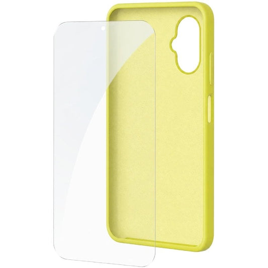 Capa de Silicone + Protetor de Ecrã de Vidro Temperado SPC Wuum One Protection Pack 4354Y/ Compatível com SPC Wuum One/ Amarela