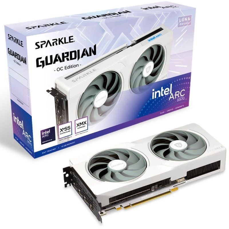 Placa Gráfica Sparkle Intel Arc B570 Guardian Luna OC Edition/ 10GB GDDR6