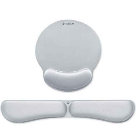 Pack de Reposamuñecas y Alfombrilla Ergonómica Subblim Ergo MemoryFlex/ Plateadas