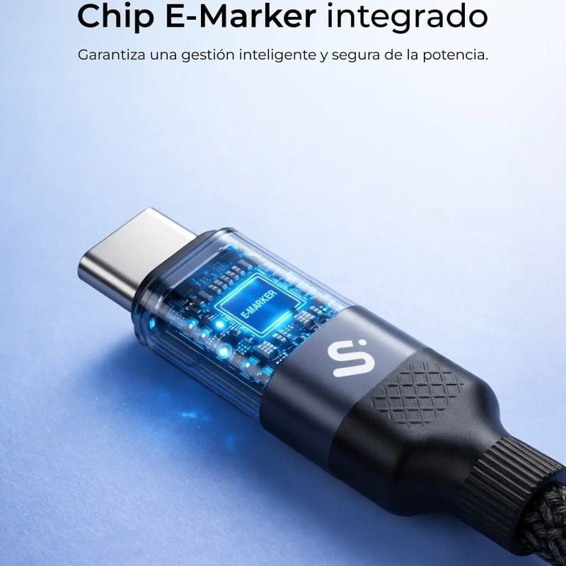 Cable USB 2.0 Tipo-C Subblim PowerMag Led/ USB Tipo-C Macho - USB Tipo-C Macho/ Hasta 100W/ 480Mbps/ 2m/ Negro