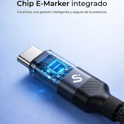 Cable USB 2.0 Tipo-C Subblim PowerMag Led/ USB Tipo-C Macho - USB Tipo-C Macho/ Hasta 100W/ 480Mbps/ 2m/ Negro