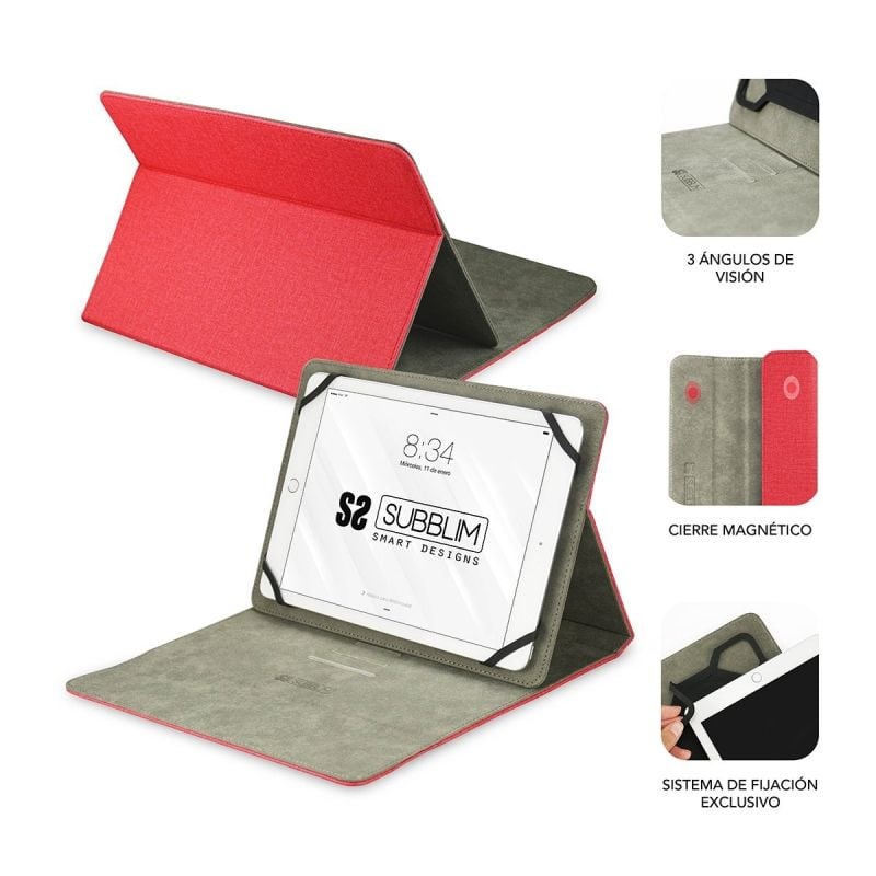 Funda Subblim Clever Stand para Tablets de 9.6"-11"/ Roja
