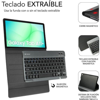 Capa com Teclado Subblim KeyTab Pro BT para Tablets Samsung Galaxy A11+/ Preto