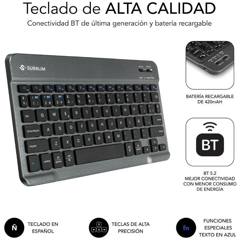 Capa com Teclado Subblim KeyTab Pro BT para Tablets Samsung Galaxy A11+/ Preto