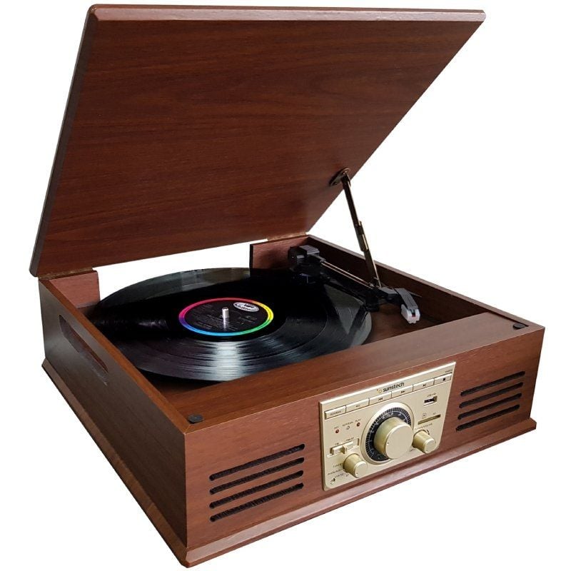 Gira-discos Sunstech PXR32/ Bluetooth/ Rádio FM/ Conversor para MP3