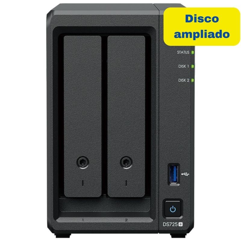 NAS Synology Diskstation DS725+/ 2 Bahías 3.5"- 2.5"/ 4GB DDR4/ 8TB/ Formato Torre