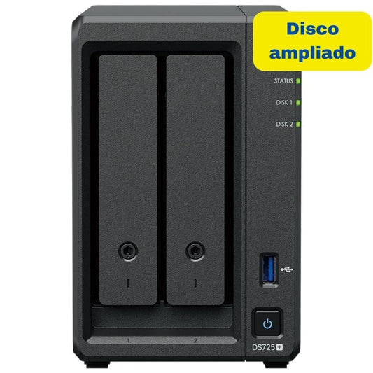 NAS Synology Diskstation DS725+/ 2 Baías 3.5"- 2.5"/ 4GB DDR4/ 8TB/ Formato Torre