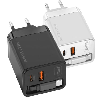 Carregador de Parede GaN Mars Gaming MD-GAN65R/ 1xUSB Tipo-C/ 1xUSB/ 65W/ Preto