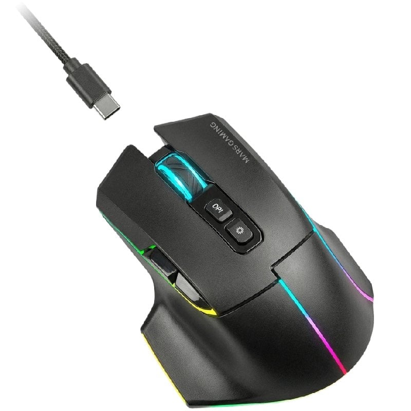 Rato Sem Fios Mars Gaming MMW-VECTOR/ Bateria Recarregável/ Até 12000 DPI