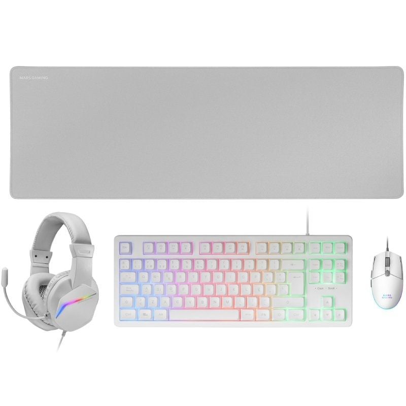 Pack Gaming Mars Gaming MCP-RGB3W/ Teclado RGB + Rato Ótico + Tapete XXL + Auscultadores