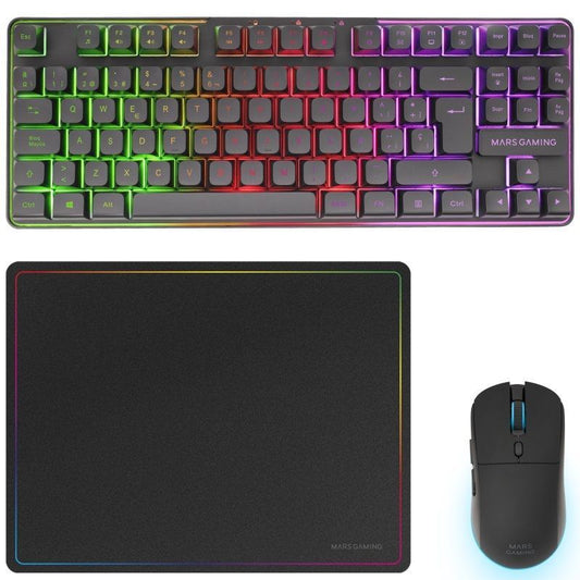 Pack Gaming Mars Gaming MCPWTKL/ Teclado Sem Fios + Rato Sem Fios + Tapete de Rato