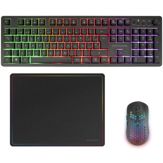Pack Gaming Mars Gaming MCPWX/ Teclado Sem Fios + Rato Sem Fios + Tapete de Rato