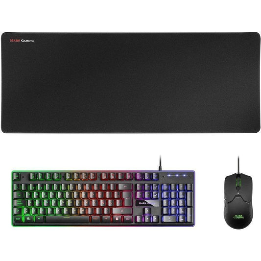 Pack Gaming Mars Gaming MCPX/ Teclado H-MECH + Rato Ótico + Tapete/ Preto