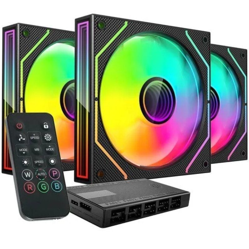 Pack 3 Ventoinhas Mars Gaming MF-3DPROKIT/ 12cm + HUB + Controlo Remoto/ ARGB