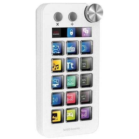 Control Deck Mars Gaming MSD-NEO/ 15 Teclas LCD/ 1 Rueda/ 2 Botones/ Blanco
