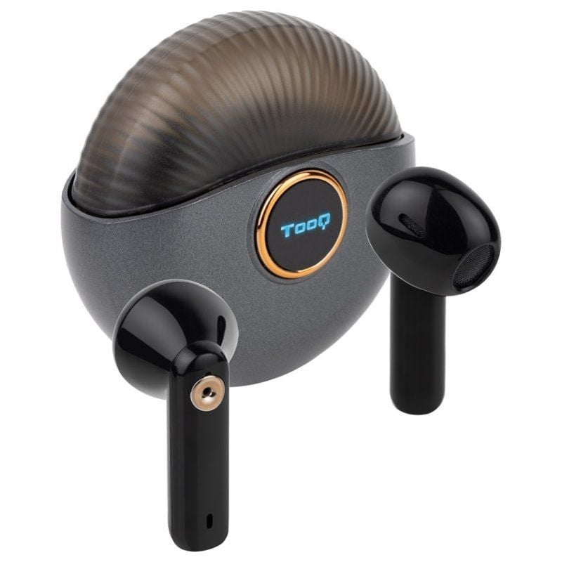 Auscultadores Bluetooth TooQ Snail TQBWH-0060G com estojo de carregamento/ Autonomia 4h/ Cinzentos e Pretos