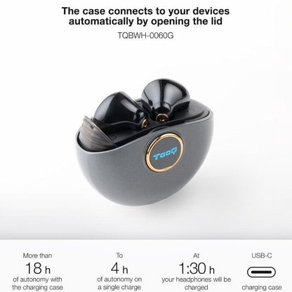 Auscultadores Bluetooth TooQ Snail TQBWH-0060G com estojo de carregamento/ Autonomia 4h/ Cinzentos e Pretos