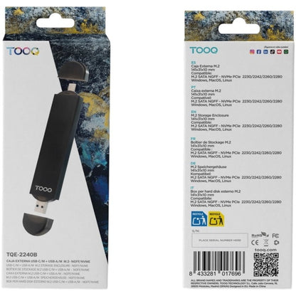 Caja Externa para Disco SSD M.2 NVMe TooQ TQE-2240B/ USB 3.0/ USB Tipo-C 3.2 Gen2