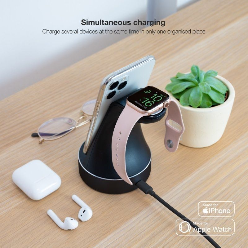Base de Carregamento Sem Fios para Apple Watch e iPhone TooQ TQCD02L
