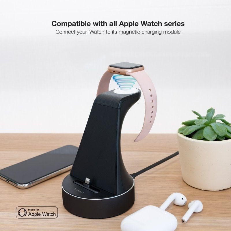 Base de Carregamento Sem Fios para Apple Watch e iPhone TooQ TQCD02L