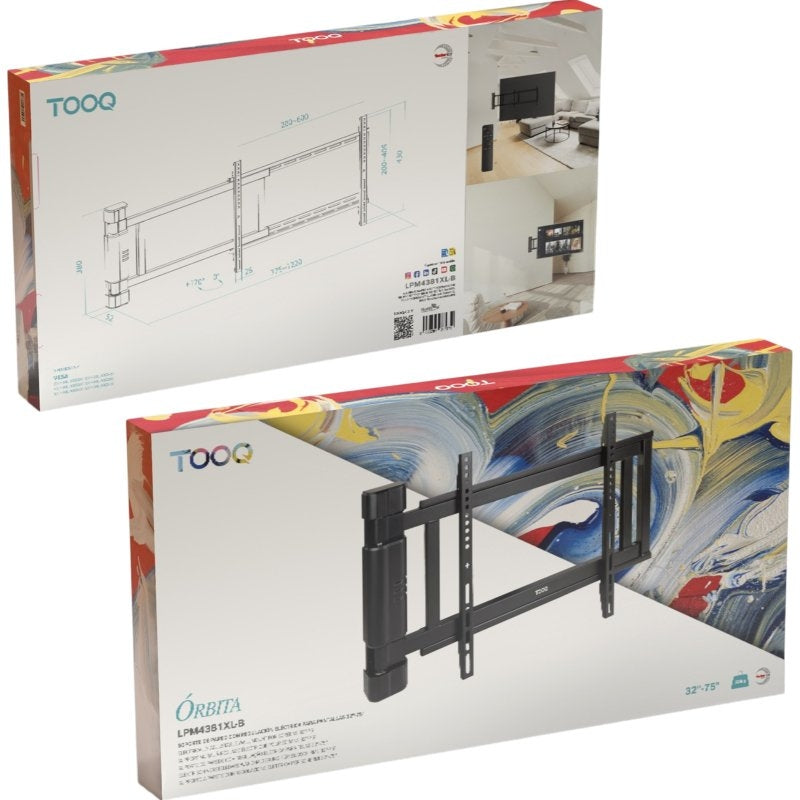 Soporte de Pared Eléctrico Giratorio TooQ LPM4381XL-B para TV de 32-75"/ hasta 50kg