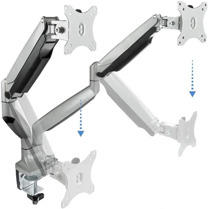 Suporte de Mesa para 2 Monitores TooQ DB3132TNR-S/ Rotativo/ Inclinável/ até 9kg