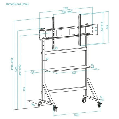 Suporte de Chão Ajustável com Rodas TooQ FS20105M-B para TV de 60-105"/ até 120kg