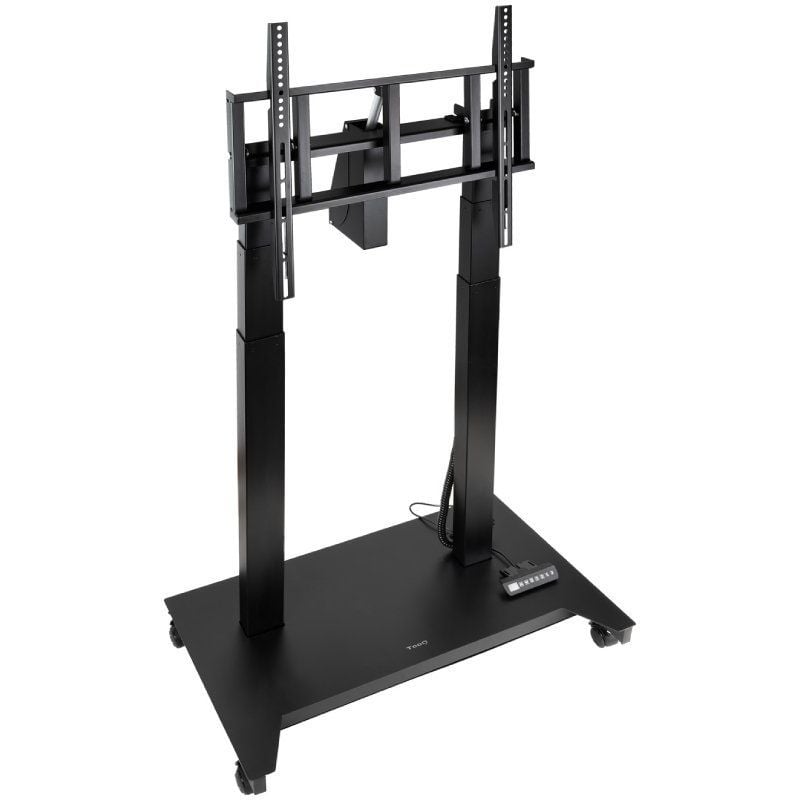 Soporte de Suelo Eléctrico/ Inclinable/ Ajustable con Ruedas TooQ UROS FSM03-B para TV 52-84"/ hasta 100kg
