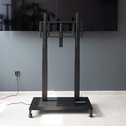 Soporte de Suelo Eléctrico/ Inclinable/ Ajustable con Ruedas TooQ UROS FSM03-B para TV 52-84"/ hasta 100kg