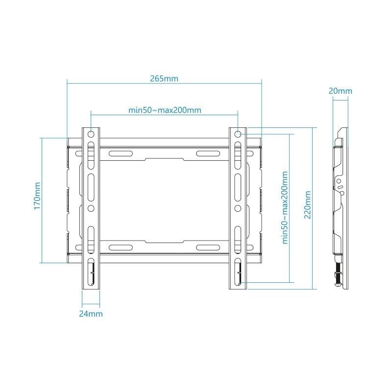 Suporte de Parede Fixo TooQ LP1043F-B para TV de 23-43"/ até 45kg