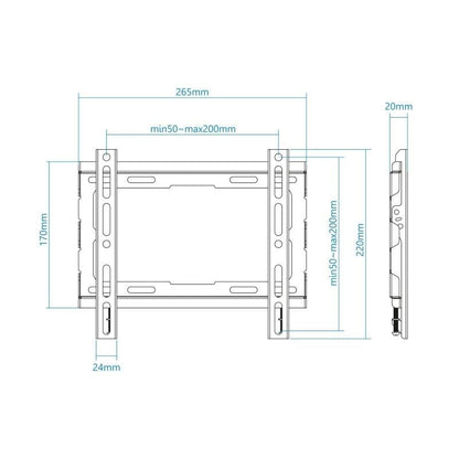 Suporte de Parede Fixo TooQ LP1043F-B para TV de 23-43"/ até 45kg