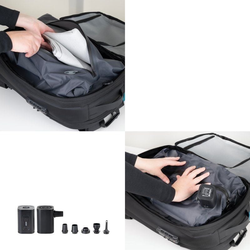Mochila TooQ TQBP-V101-BK/ Capacidade 30-55L/ Preta/ Inclui Bomba de Ar