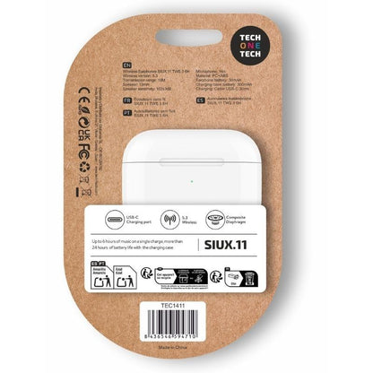 Auscultadores Bluetooth Tech One Tech SIUX.11 TEC1411/ com estojo de carregamento/ Autonomia 6h/ Brancos