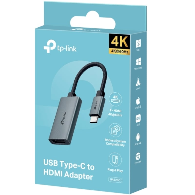 Conversor HDMI 4K 60Hz TP-Link UA520C/ HDMI Hembra - USB Tipo-C Macho/ 10cm/ Gris